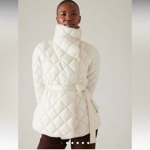 Athleta NWT Women’s Whisper f you Featherless Wrap Coat. Magnolia white. Size M.
